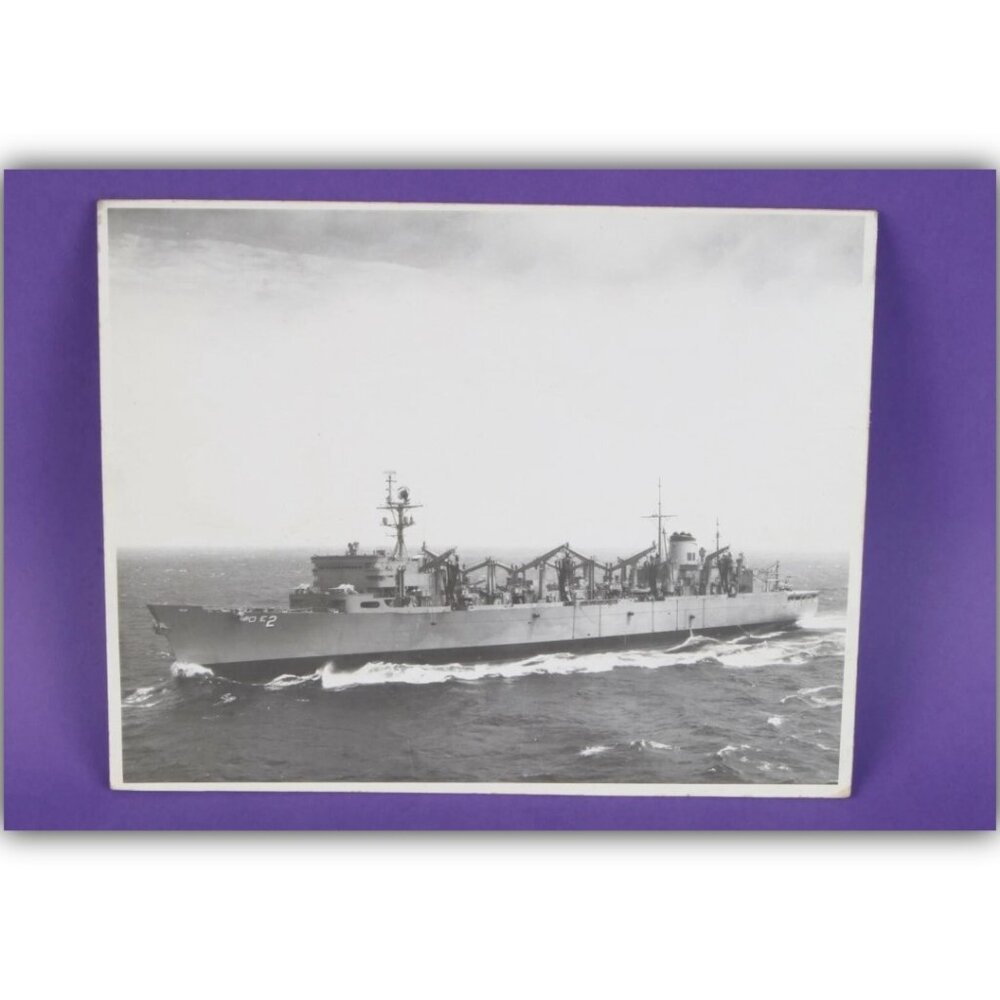 Vintage Naval ship photograph mounted on board 13.875"x10.875"